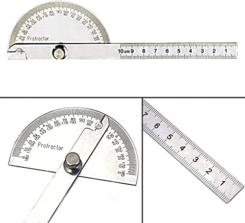 Нерѓосувачки Челик Транспортир 180 Степени Агол Владетел Пронаоѓач 100мм Метрички Издржлив Метал Прилагодлив Општа Алатка За Мерење