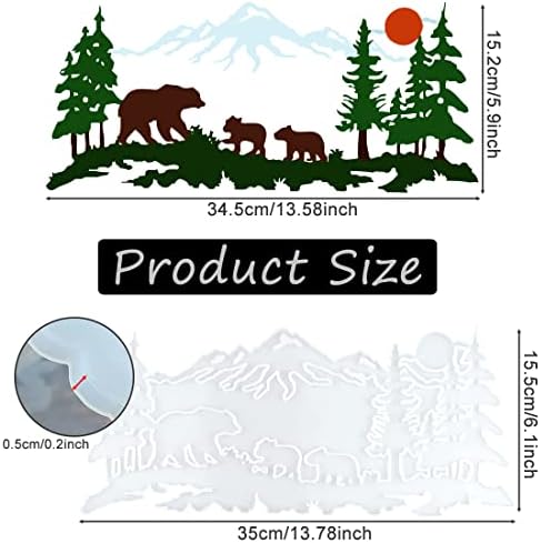 Мечка Ѕид Виси Смола Силиконски Мувла, Семејството Мечка Епоксидна Кастинг Мувла За Ѕид Виси Планината Декор, Самостојна Ѕид Врата