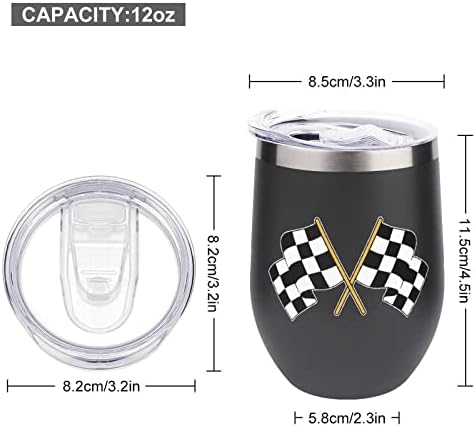 Трки Карирани Знаме Шише Чаша Со Капак Изолирани Нерѓосувачки Челик Тамблер Двојно Ѕид Канцеларија Дома Чаши