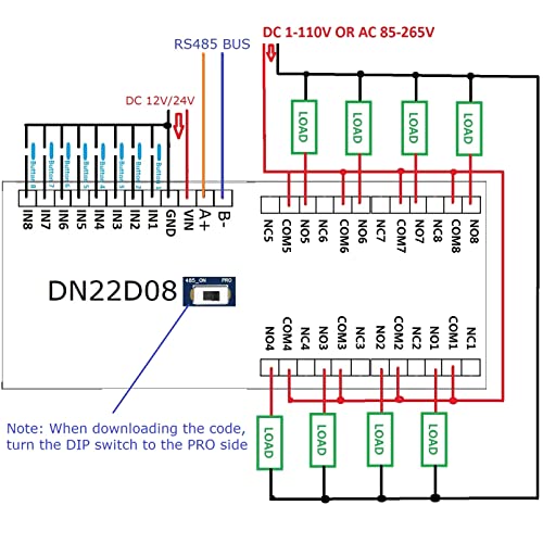 8 Канали DC 12v Штафетен Штит Модул RS485 PLC Modbus IO Проширување На Din Железница Со Школка