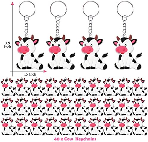 Cicibear 40 пакувања Декорација на забави за клучеви од крави за гости, забава со теми од животни, забава за крави, фарма за животни