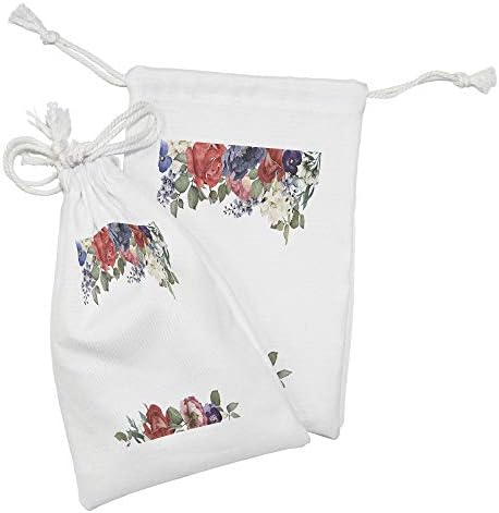 Зачудувачки сет на торбичка за цветни ткаенини од 2, романтична свадба в Valentубените инспирирани од мешавина од розово бозгачки ливчиња, цветни дизајн на венец, мала