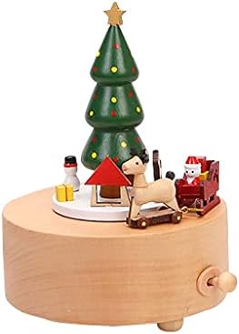 Дрвена музичка кутија KLHHG Christmas Christmas Xmas Tree Canusel Music Boxes Подарок Божиќ (Боја: Б, големина