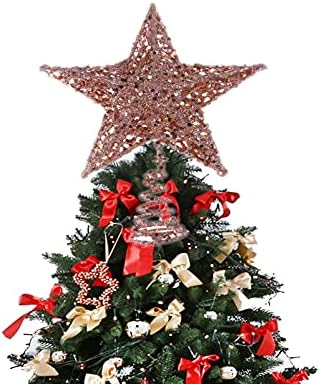 Vorcool Santa Hat Sequin Topper Topper 7. 8in елка Ironелезна starвезда topterвезда Сјајно сјајно декорација на дрво украси Божиќни украси на новогодишни елки