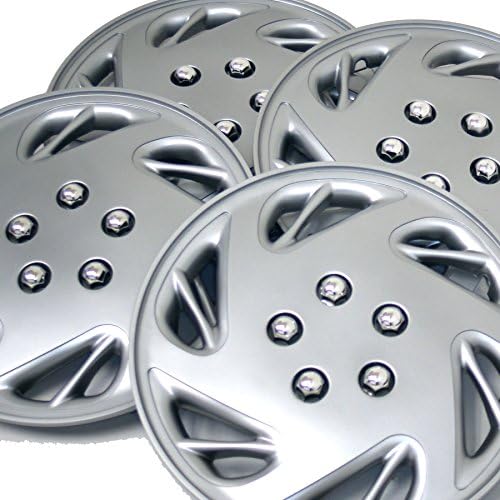 TuningPros WC-15-9054-S-Пакет од 4 HubCaps-металик на метални сребрени тркала во стилот на 15-инчи метални сребрени тркала за центри