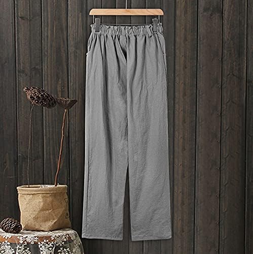 Постелни панталони за жени, копчиња исечени високи еластични панталони на половината, лето обична работа, акстризи за култура на култури