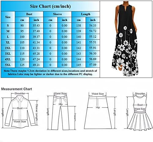 Женски Макси Фустан Летен Секојдневен Принт Без Ракави V Врат Макси Лабав Фустан Бохо Плажа Долги Кратки Фустани Без Прерамки Беж