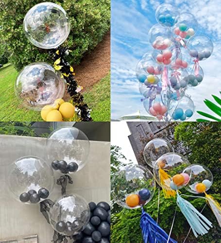 24 Инчни Проѕирни Балони Бобо Балони, 10 Парчиња Проѕирни Балони За Полнење, Големи Проѕирни Балони Со Меурчиња, Голем Балон Со Хелиум