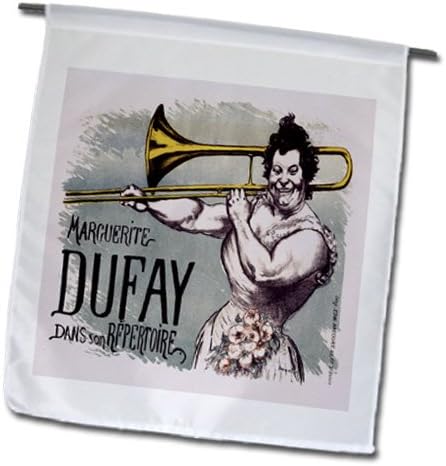 3DROSE FL_149489_1 Гроздобер Маргерит Дуфај Данс син жена со тромбон Постер Градина Знаме, 12 од 18-инчи