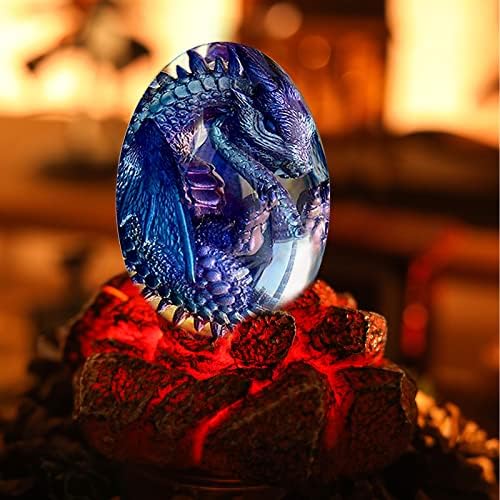 Јајца од лава змеј со осветлена база за подароци и украси, осветлување змеј со светлечка база за момчиња мажи и жени, уникатни украси