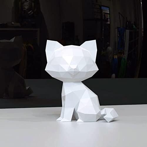 Маче изглед 3Д модел на хартија DIY хартија трофеј геометриска хартија скулптура креативна домашна декорација рачно изработена оригами загатка,