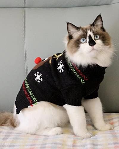 Бобиби мачка џемпер Божиќ Дедо Мраз миленичиња мачка зимска плетена облека топла облека