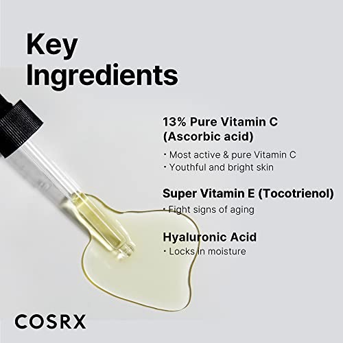 COSRX Чист Витамин Ц 13% Серум Со Витамин е &засилувач; Хијалуронска Киселина, Осветлување &засилувач; Хидрирање На Лицето серум