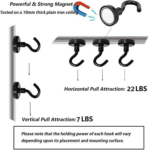 EASYGNAL Магнетни Куки, 22lbs Црна Тешки Магнет Куки За Фрижидер, Виси Клуч Држач Скара Алатки Дома Кујна, Фрижидер, Пакет од 12