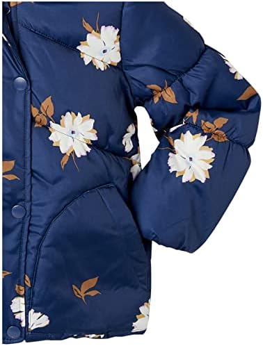 Зимски палто на Ошкош Б Бој, бебе девојчиња, морнарица со стилски цветен дизајн