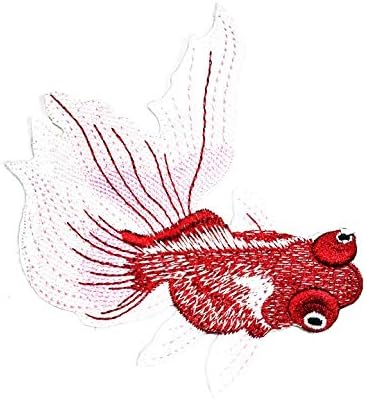 Црна златна златна рипка Јапонија закрпи за цртана боја Ангелфиш Златна риба Кои крап риба животинско лого лепенка везена шива железо на закрпи