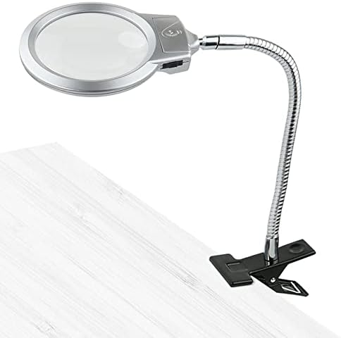 Зголемување на ламбата Meichoon со светлина, зголемувач на стегач, клип-на табела Светли LED осветлени очила, за читање на дијамантски сликарски