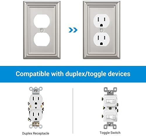 ДЕВЕНВИЛС 4-Пакет Дуплекс Ѕидна Плоча, Метален Ѕиден Штекер За Сад, Прекинувач За Светло, Четкан Никел