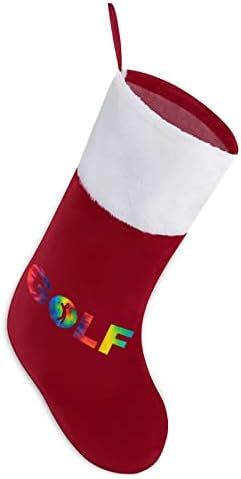Врза за боење Голф божиќно порибување Божиќно дрво камин виси чорапи со кратка кадифен манжетна декорација за забава за домашен одмор