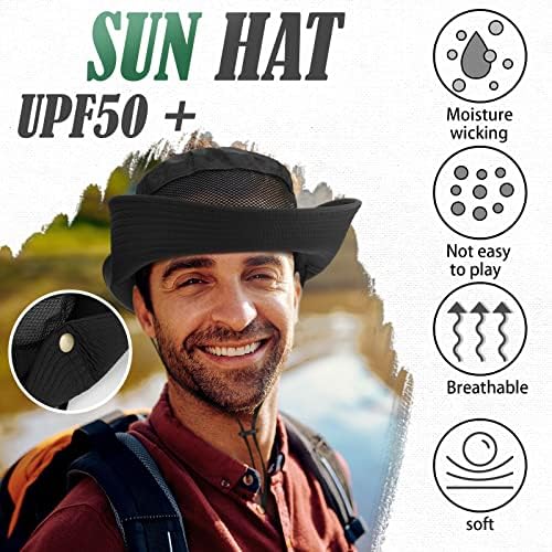 Enенпен 2 парчиња корпа Шапка Широка Сонце Сонцето Капчиња за мажи Boonie Hat Safari Hat UV Protection Rybor Rybary Chats за веслање