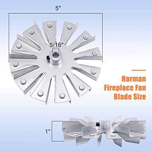 Замена на CriditPid 3-20-502221 Двоен лопатка на вентилаторот за издувни гасови за Харман P68, XXV, P43, P61, P38, P38+ печки на пелети, 5 двострани моторни сечила за Harman Advance, Accentra 52i.