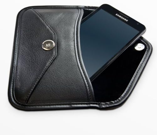 Кутија во Boxwave Компатибилен со Samsung Galaxy J6 - Елита кожена торбичка за месинџер, синтетички кожен покрив дизајн на пликови за дизајн на