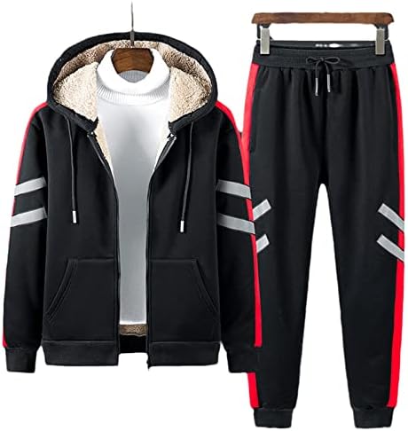 Машки трчања за бегство зимско топло руно џемпер џемпер јакна за надворешна облека од врвни панталони, спортски спортски облеки поставува