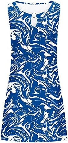 Wpoumv летни фустани за жени вратоврска боја печати маичка маичка без ракав лесен лабав резервоар фустан трендовски плажа мини фустан