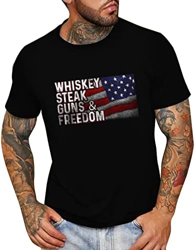 Патриотска маица Брзи суви кратки ракави маици летни екипаж памучни маички врвни американско знаме печатена кошула