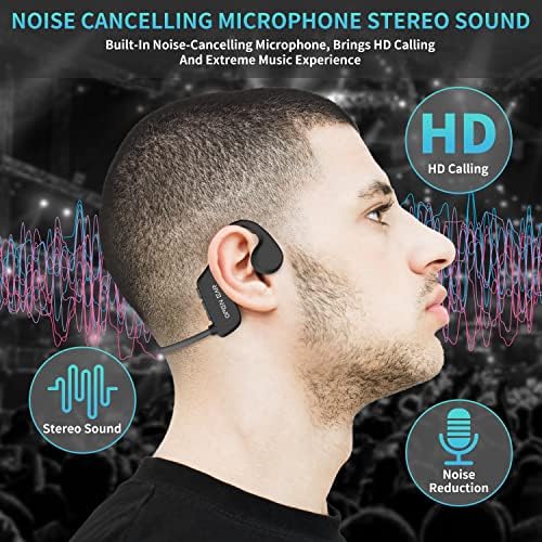 Слушалки за спроводливост на коските Bluetooth, Jimbobo Отворено уво слушалки со микрофони, IPX5 водоотпорен потсводен со лесен