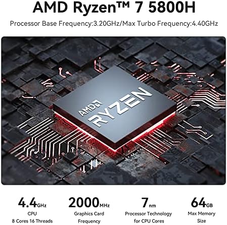 Beelink SER5 Мини КОМПЈУТЕР, AMD Ryzen 7 5800H 6C/12T, Мини Компјутер 16GB DDR4 RAM МЕМОРИЈА 500GB NVMe SSD, Мини Десктоп Компјутер