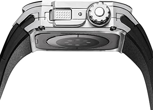 Комплет за модификација на јаглеродни влакна од Азану ， За Apple Watch 8 Ultra 45mm флуор гума каиш ， carbonfiber case за iWatch 8 7 45mm