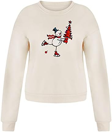 Xiloccer маица Божиќна женска смешна грда Божиќна долга ракав смешен печатен врвен врв на удобно влечење на празникот убаво