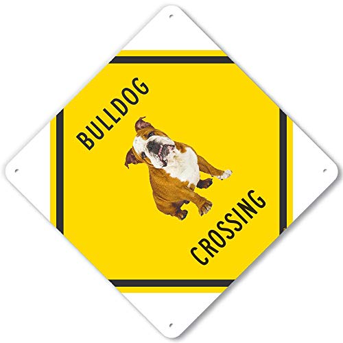 Знаци и графики Petka PKAC-0555-NA_10X10 Bulldog Crossing Алуминиумски знак, 10 x 10