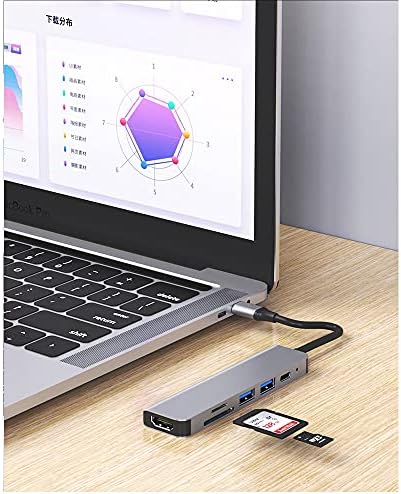 NAVOR USB C Центар 6 во 1 СО 4k HDMI Резолуција, 87W PD, 1 USB 3.0 &засилувач; 1 USB 2.0, Tf/SD Читач, Компатибилен Со Сите Тип-C Канал