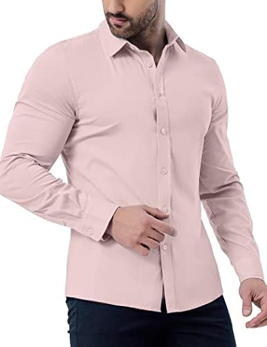 Машки за машка маичка без кошули со брчки, цврсто копче со долги ракави надолу по обична памучна кошула
