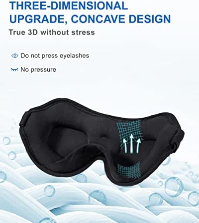 MRSJEGGY 3D маска за спиење, надградена 3D контурирана маска за очење на очите со крило на носот ， меко слепило за спиење со прилагодлива лента за жени мажи - погоден за јо