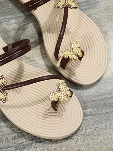 Женски летни влечки модни ринисти и пеперутки украсете слајдови чевли прстени прсти на отворено сандали флип апостолки