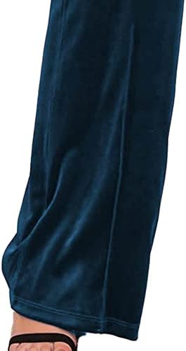 Сематомала женска кадифена еластична половината на половината Палацо долги панталони со ребрести тенок тенок каросек bellвонче на дното панталони