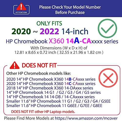 Mocver ​​Case Compational за 2020 ~ 2022 14 HP Chromebook X360 14A -CA0000 само лаптопи - розова