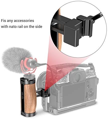 Странична рачка на рачката на Малриг Дрвена мини НАТО за дигитална камера без огледала DSLR камера со мала камера кафез со ладно монтирање на чевли вграден клуч, наго