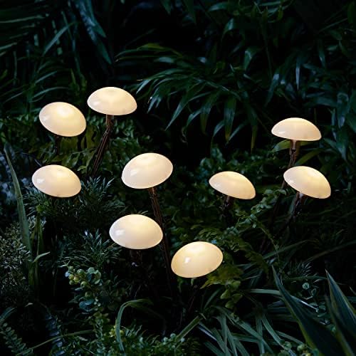 Lights4Fun, Inc. сет од 9 соларни напојувани печурки Toadstool LED на отворено водоотпорен градинарски патека пејзаж светла