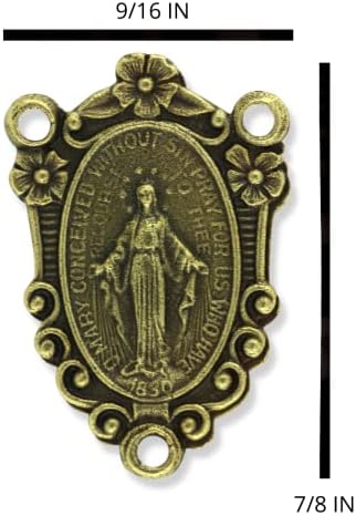 Масовно пакување од 3 - антички бронзено чудесен медал за медалски центар 7/8 фенси украсен чудесен розарија центар - бронзени розариски делови