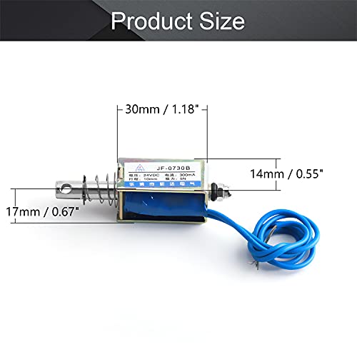 Филект DC 24V 5N Притисни Повлечете Тип Електромагнет, 0.3 А 7.2 W 10mm Мозочен Удар Линеарна Рамка Електромагнет ЕЛЕКТРОМАГНЕТ JF-0730B-24V