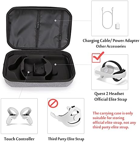 Носички случај компатибилен со Oculus Quest 2, VR слушалки и контролор шок -изобилен преносен случај за складирање на патувања, погоден