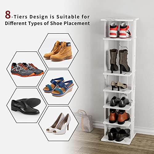 Hmfor 8-нивоата за чевли за чевли вертикална, тесна решетка за чевли, складирање на чевли за влез, висока решетка за чевли за влезна