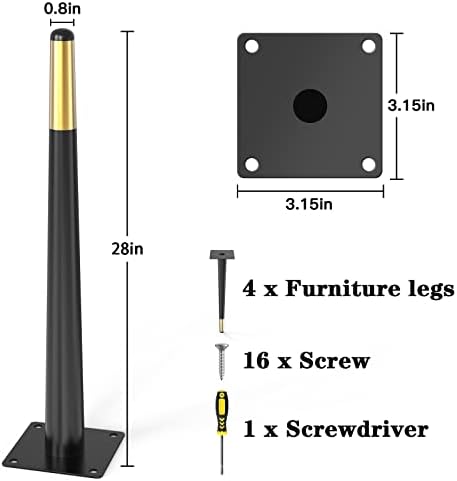 28 инчи мебел нозе коси затегнати софа нозе за тешки луѓе 900 bs мебел мебел нозе со нозе со нозе сет од 4 метални нозе црно злато