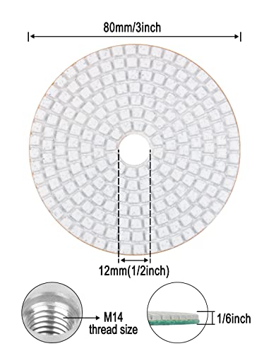 Влатна подлога за полирање со дијаманти од 4 инчи со 5/8 ”-11 подлога за поддржувач на алуминиум, 30-5000, 10 парчиња влажна/сув