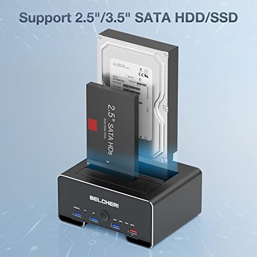 Приклучна Станица ЗА Хард Диск БЕЛЧЕРИ, USB 3.2 Gen 1 Приклучок За Хард Диск за 2.5 или 3.5 инчен SATA HDD SSD, Алуминиумска Приклучна