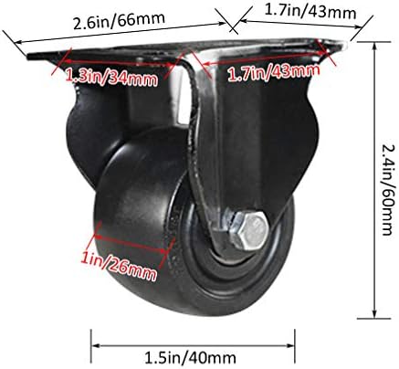 Тешки Тркала За Тркала-Комплет Од 4 Вртливи Индустриски Тркала За Тркала, Тркала За Мебел Во Најлон, Црна, Тешка, 360° Горни Плочи,Низок